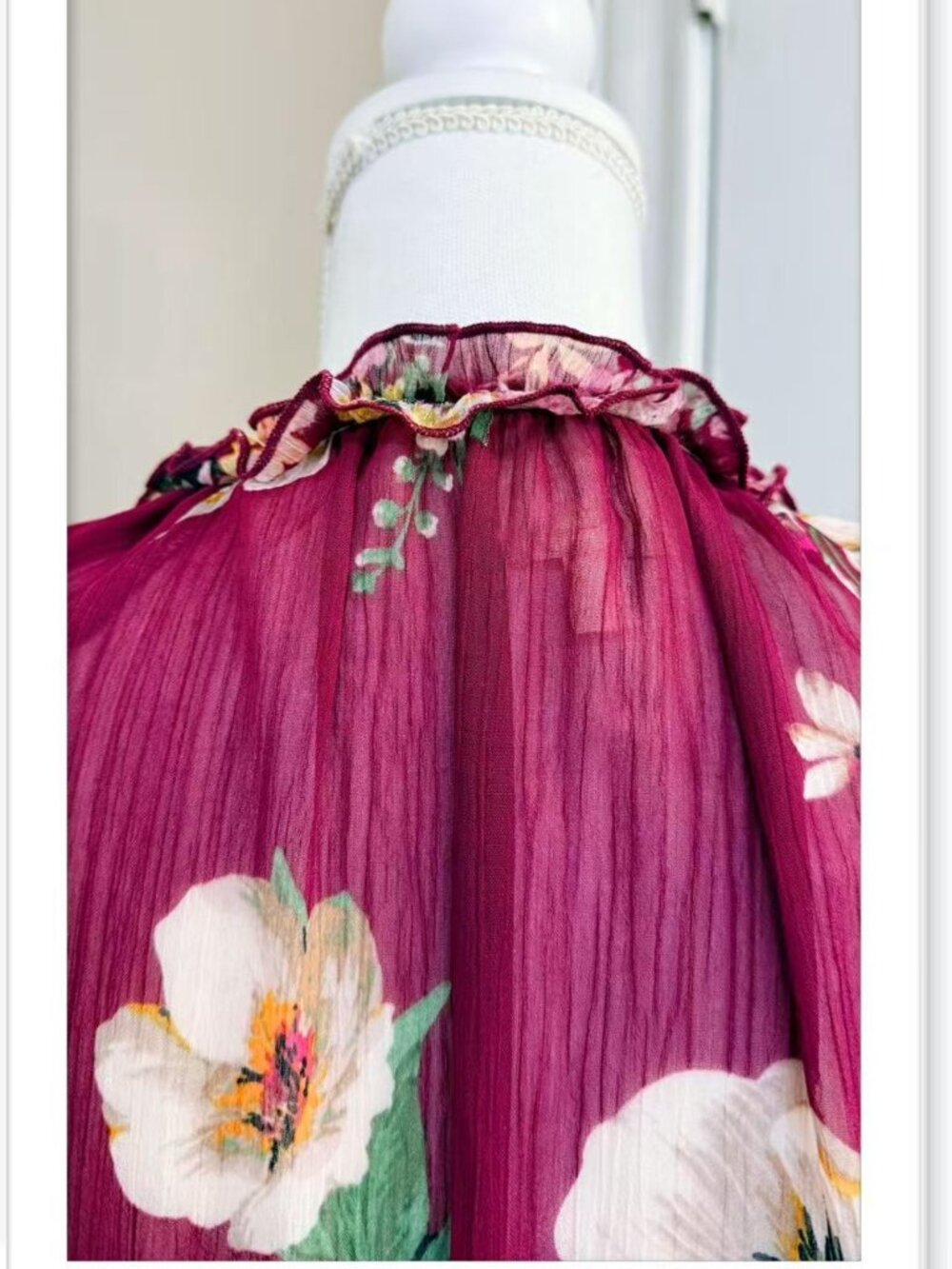 multicolor floral long-sleeve maxi dress with tiered skirt size L